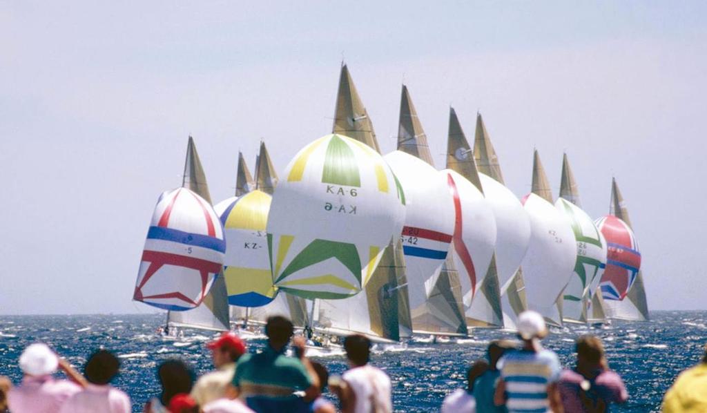 12 Metres sailing in the Fremantle ahead of the 1986/87 America’s Cup regatta &copy; Nick Rains/PPL www.mistral.co.uk
